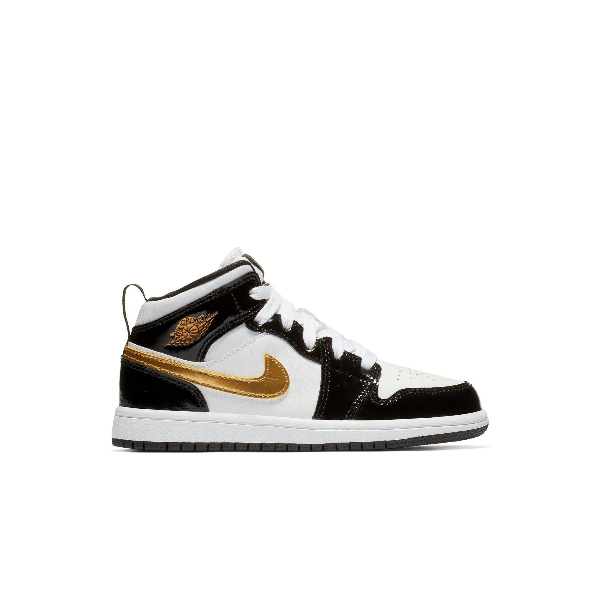 Jordan 1 Mid SE "Black Gold" Preschool Kids' Shoe